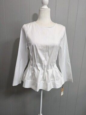 Halogen White Puplum Shirt Size SP